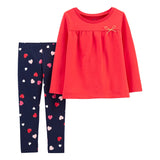 Conjunto Niña Polo Manga Larga y Leggings Corazones